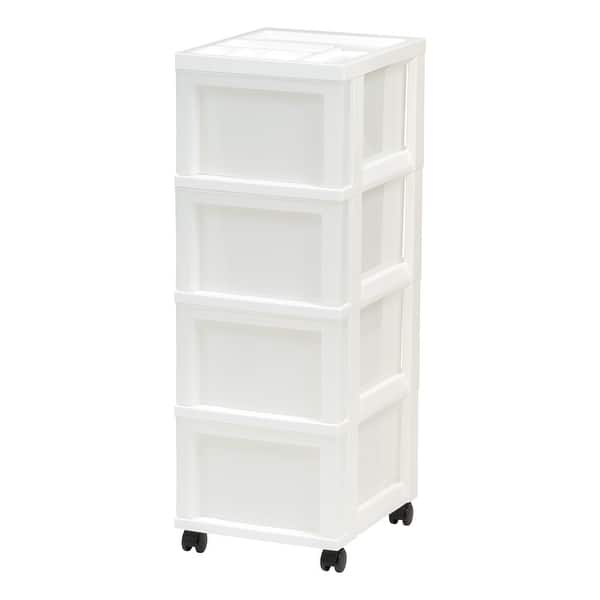 slide 2 of 5, 4-Drawer Cart with Organizer Top White/Pearl