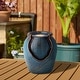 preview thumbnail 18 of 30, Glitzhome Leaf Textured Ceramic Jar Indoor Tabletop Water Fountain with LED Lights
