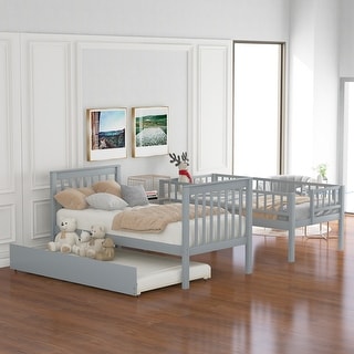 Twin over Twin Wooden Bunk Bed with Trundle and Storage Staircase