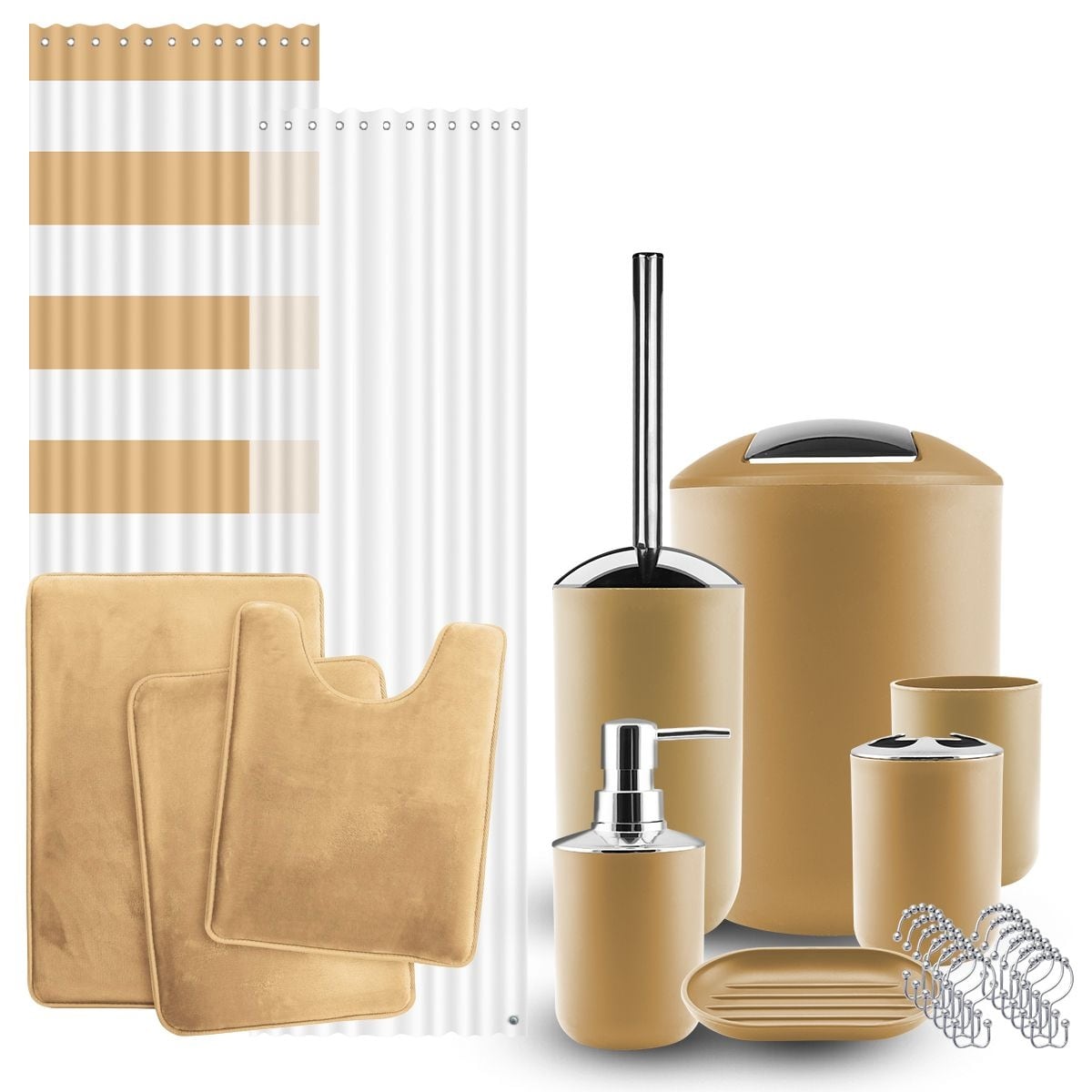 Clara Clark 23 Piece Complete Bathroom Accessory Set with Bath Rugs, Shower  Curtain Set, Liner, and Hooks & Reviews