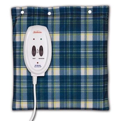 Jarden Mnv730-000-000U Sunbeam Flexi-Soft Massaging Heating Pad Blue Plaid