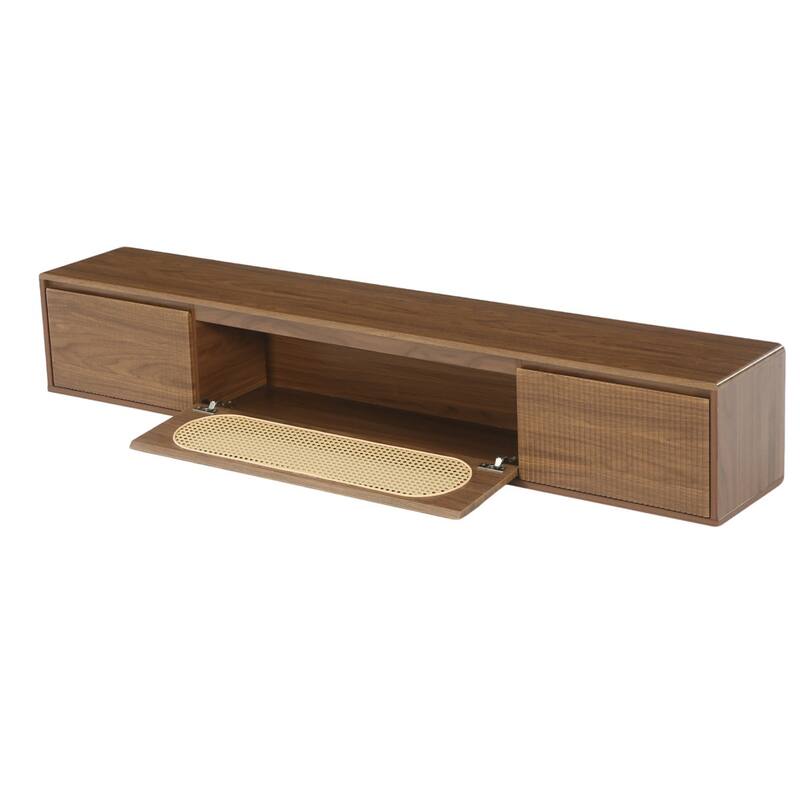 70.86'' Wooden Floating TV Stand, Wall-Mounted Entertainment Center