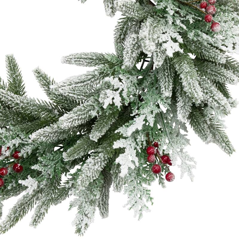 Real Touch™️ Flocked Wind River Fir with Berries Artificial Christmas Wreath - 24" - Unlit