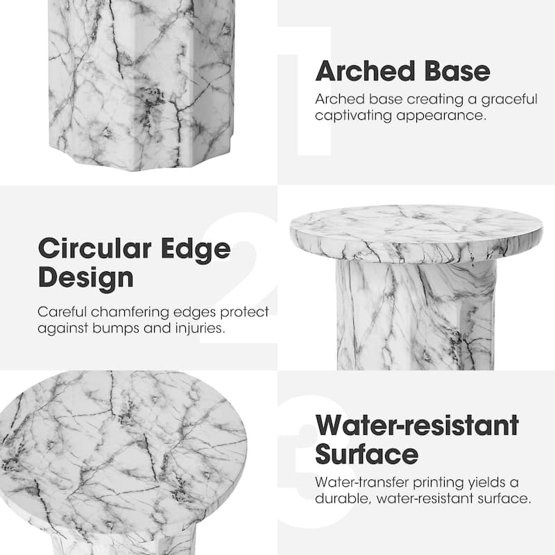 Glitzhome 20.75"H Modern MGO Faux Marble Side Table