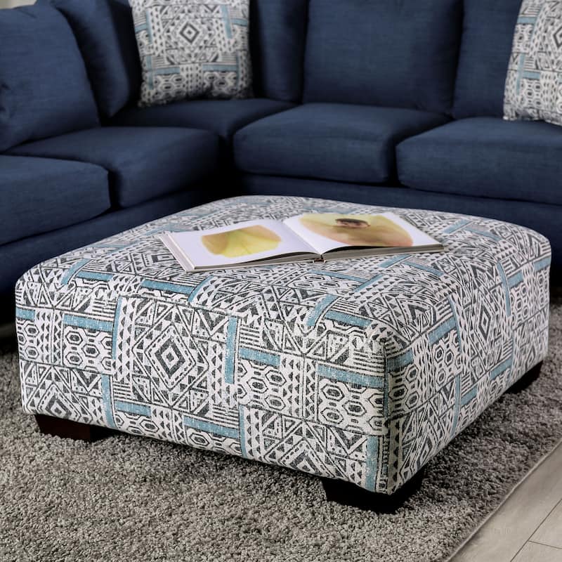 Glenway Contemporary Multicolored Upholstered Ottoman by Furniture of America