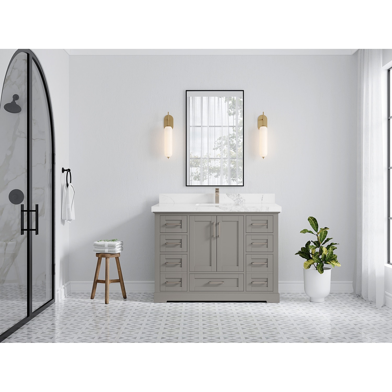 Willow Collection 48 in W x 22 in D x 36 in H Boston Single Bowl Sink Bathroom Vanity with Countertop