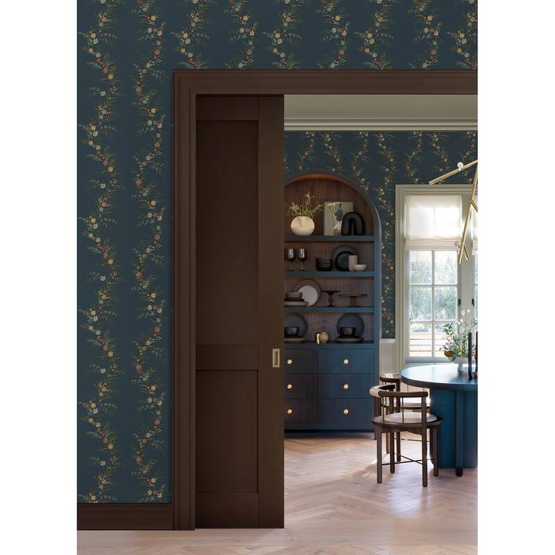 Chris Loves Julia x NuWallpaper Posy Midnight Peel and Stick Wallpaper