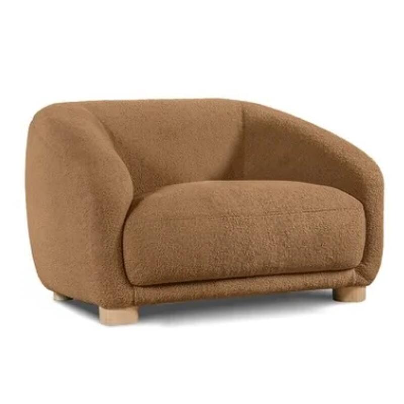 Oliver Accent Chair with Round Back Sloped Arms, Soft Brown Boucle