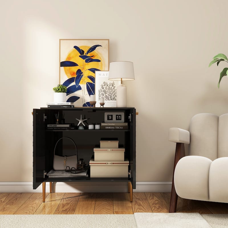 Hexagonal Pattern 2-door Storage Cabinet Buffet Cabinet Sideboard