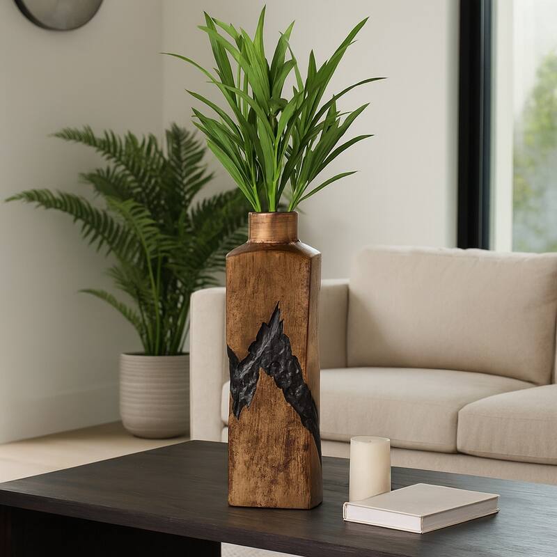 Artistic Table Vase with Fractured Finish for Home Decor
