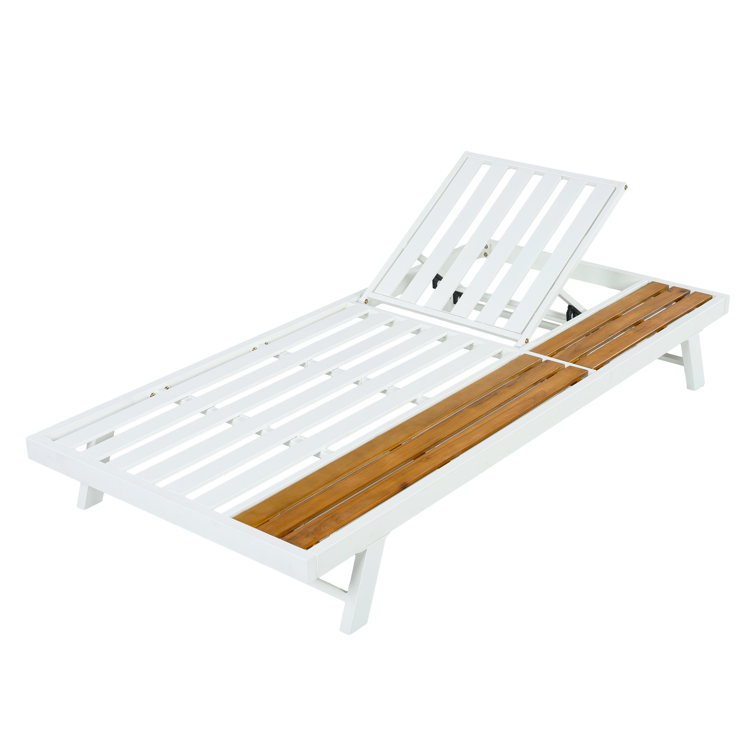 Christopher Knight Home - Outdoor Chaise Lounge Iron Frame with Acacia Wood Storage Surface and Adjustable Backrest