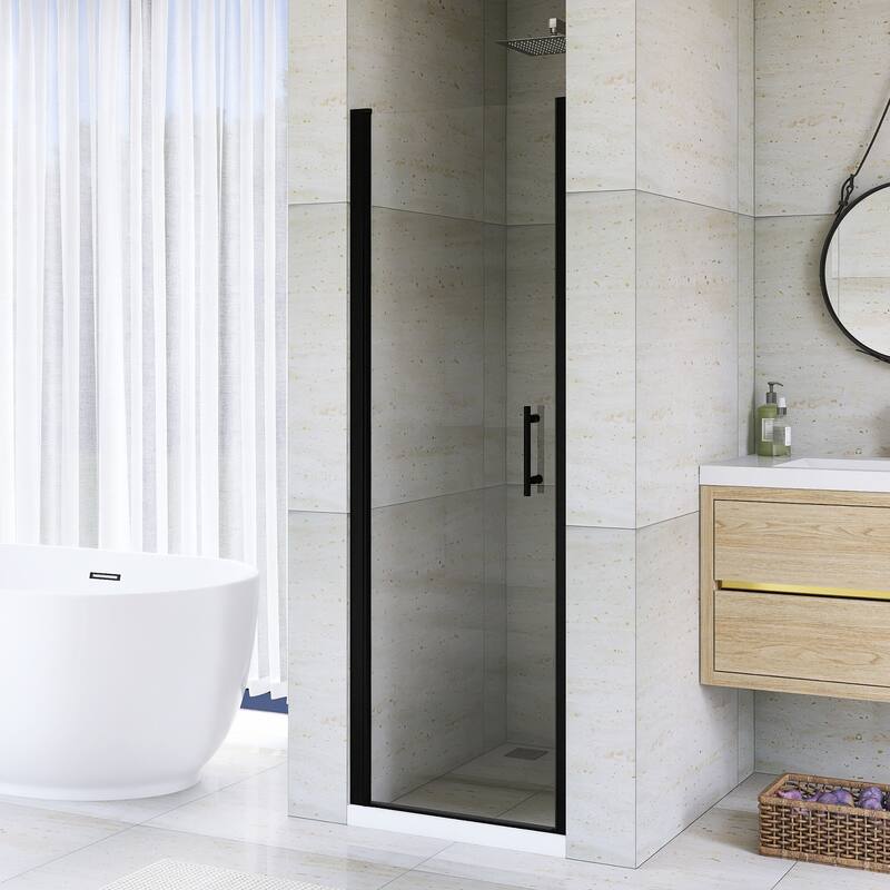 Pivot Semi-Frameless Shower Door in Matte Black Finish