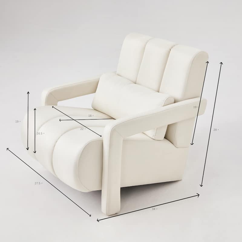 Beige 27.5" Accent Chair with Pillow and Foam