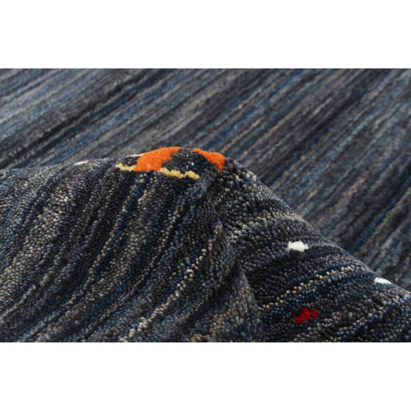 ECARPETGALLERY Hand Loomed Kashkuli Gabbeh Dark Navy Wool Rug - 4'9 x 7'10