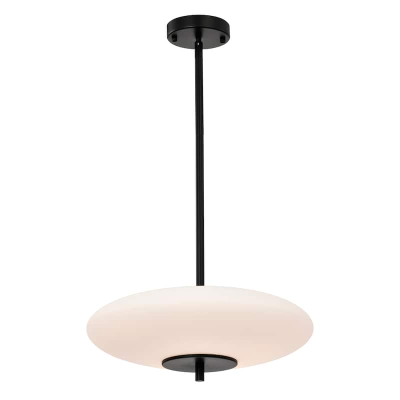 Caio Matte Black Pendant Light with Oval Disk Frosted Glass Shade - Matte-Black