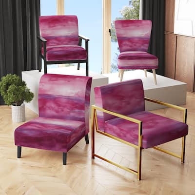 Designart "Coast Blue Sea Waves Watercolour" Upholstered Abstract Accent Chair - Modern Arm Chair For Bedroom
