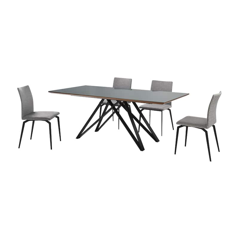 Urbino Lyon 5 Piece Dining Set with Gray Fabric Chairs
