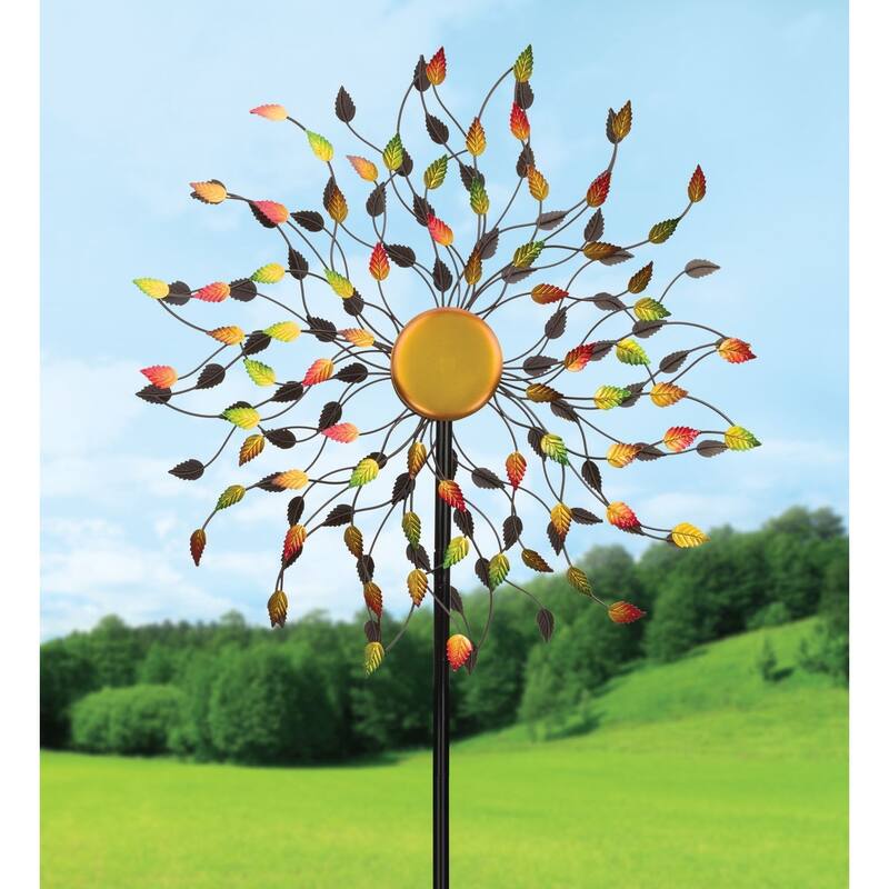 32" Rotating Wind Spinner - Leaves - 32"x9.5"x85"