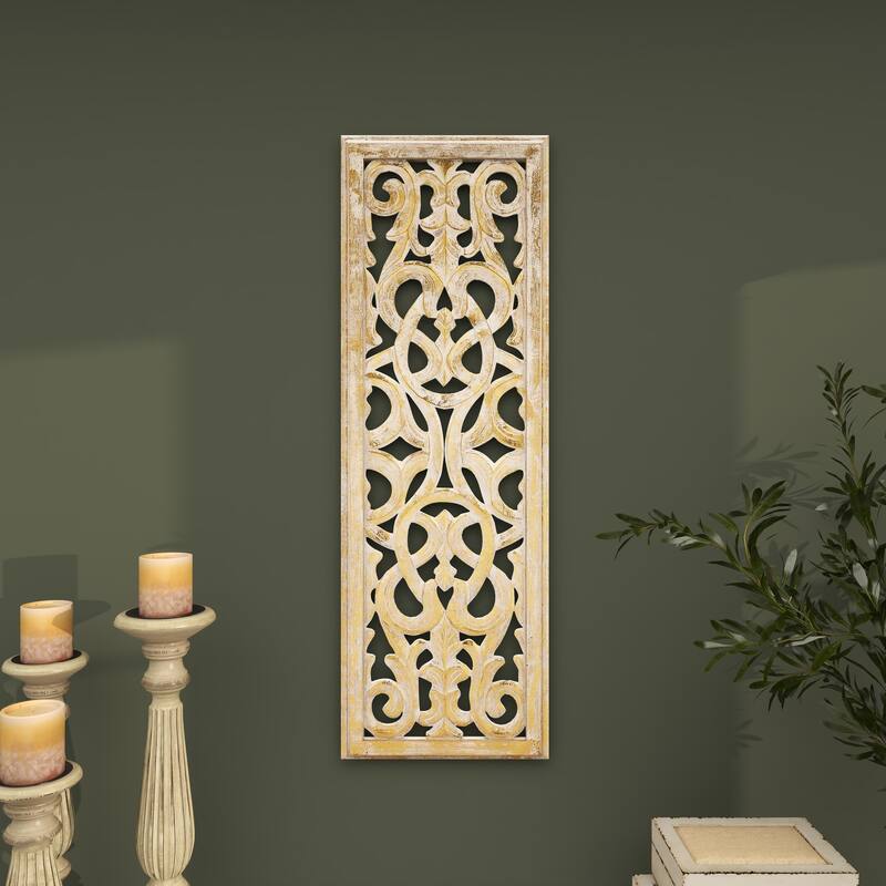 MDF Traditional Wall Decor Floral and botanical 36 x 12 x 1w