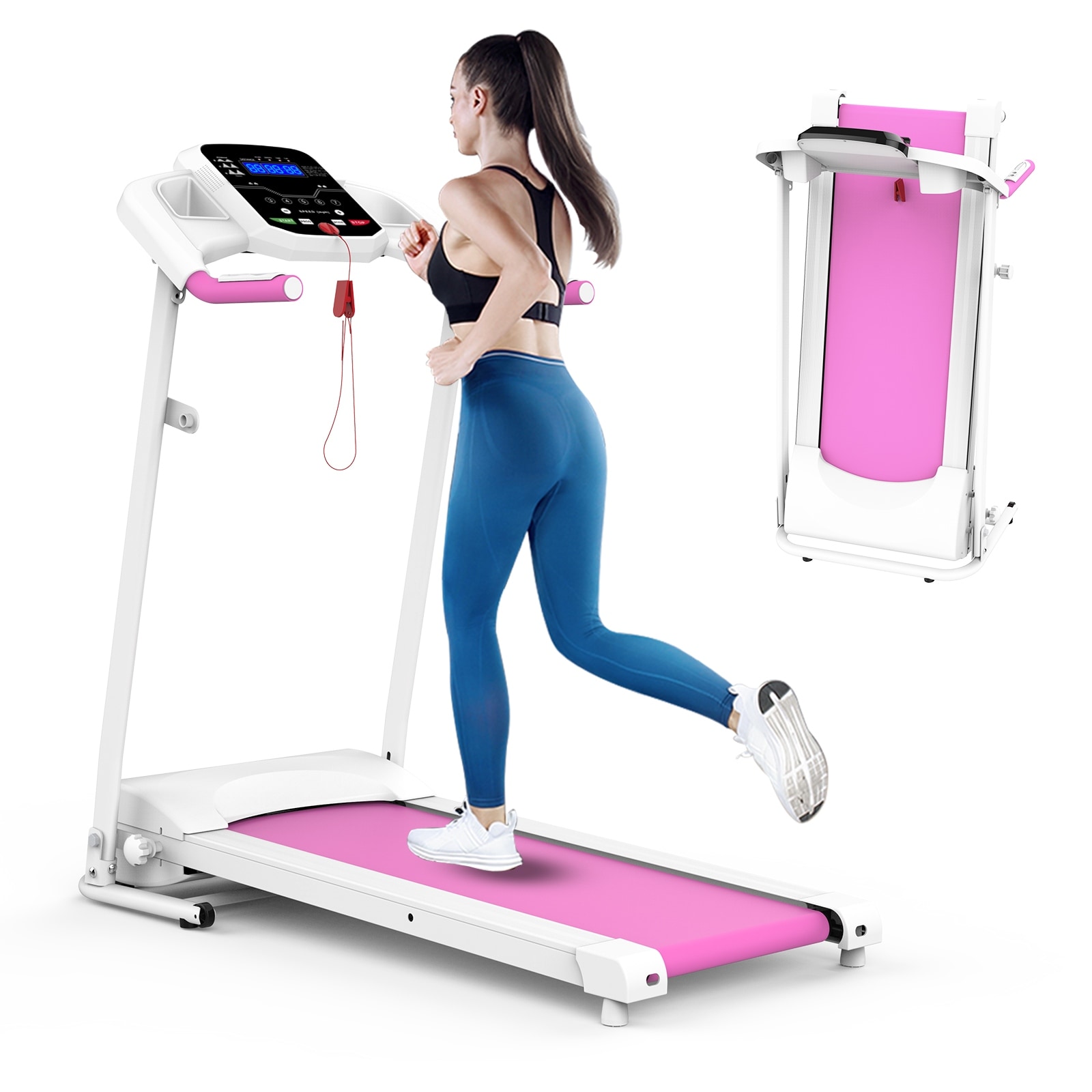 Pink treadmill with cheap incline
