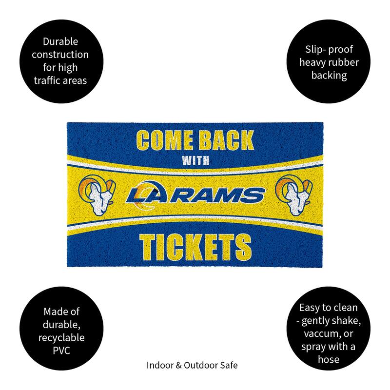 Los Angeles Rams 28 in. x 16 in. PVC "Come Back With Tickets" Trapper Door Mat
