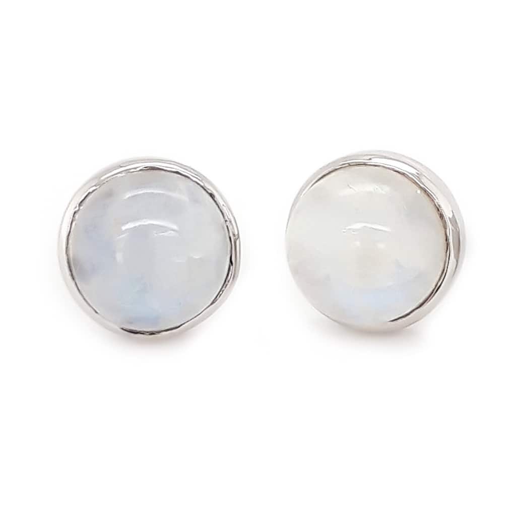 925 Sterling Silver Rainbow Moonstone Studs Earrings