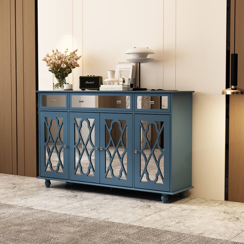 Timechee 55.1'' Accent Storage Cabinet Mirror Sideboard Buffet Cabinet