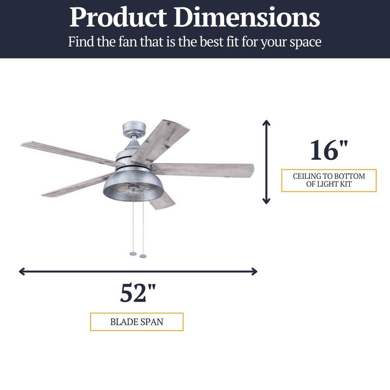 52" Prominence Home Brightondale Indoor/Outdoor Industrial Farmhouse Ceiling Fan, Damp Rated