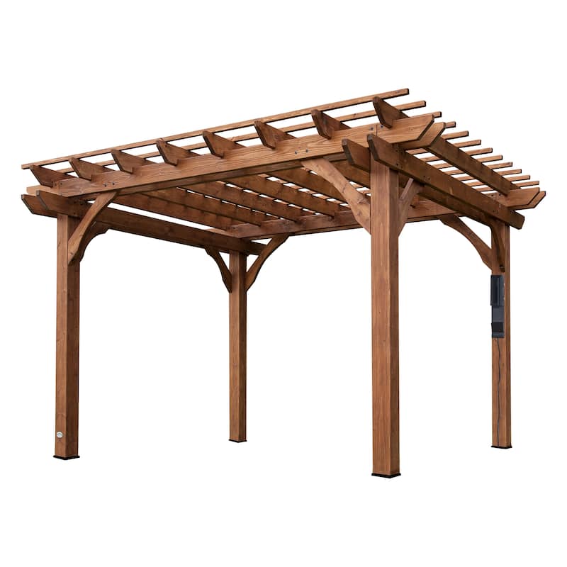 Backyard Discovery Beaumont 12'x10' Cedar Wood Pergola w/ Trellis Roof