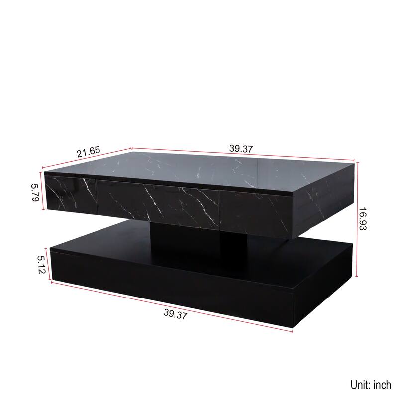 GDF Studio - Kei Modern 16.93"H LED Coffee Table with Storage Drawer for Living Room