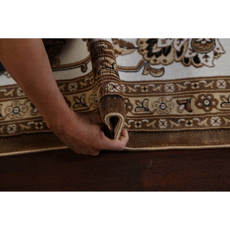 Brown Floral Traditional Tabriz Turkish Area Rug Oriental Carpet