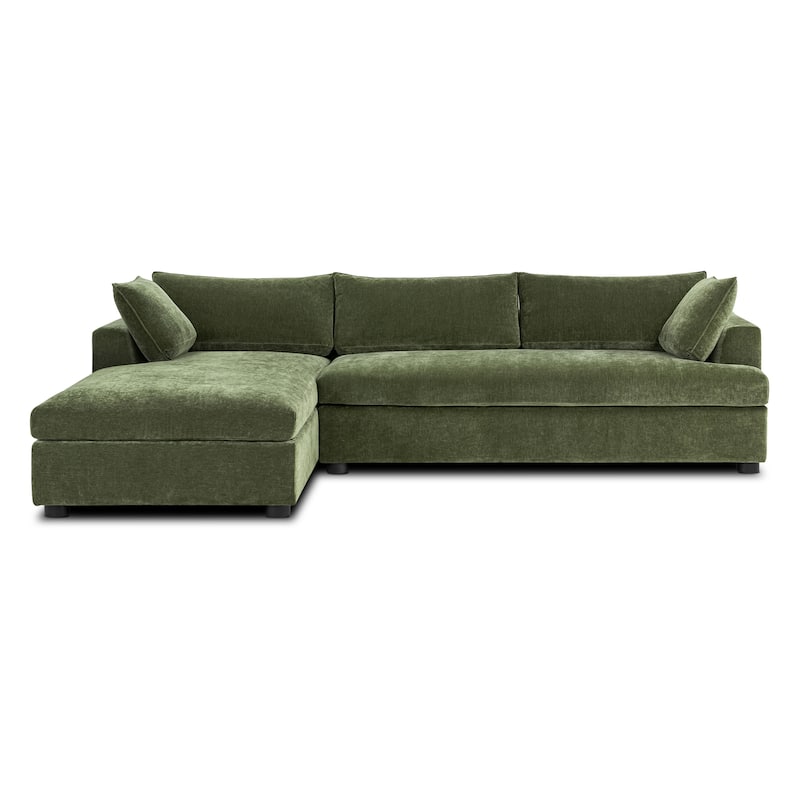 Poly & Bark Milo Left-facing Sleeper Sectional - Sagano Green - Left Facing