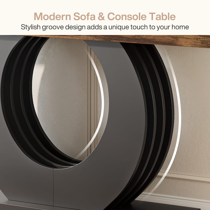 Industrial 63" Console Sofa Table with Stylish Metal Base for Entryway