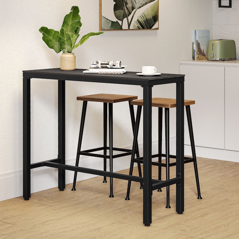 Pellebant Patio Outdoor Bar Table Rectangle Pub Table Dining Table