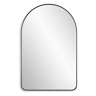 Copper Grove Satin Black Arched Floating Wall Mirror
