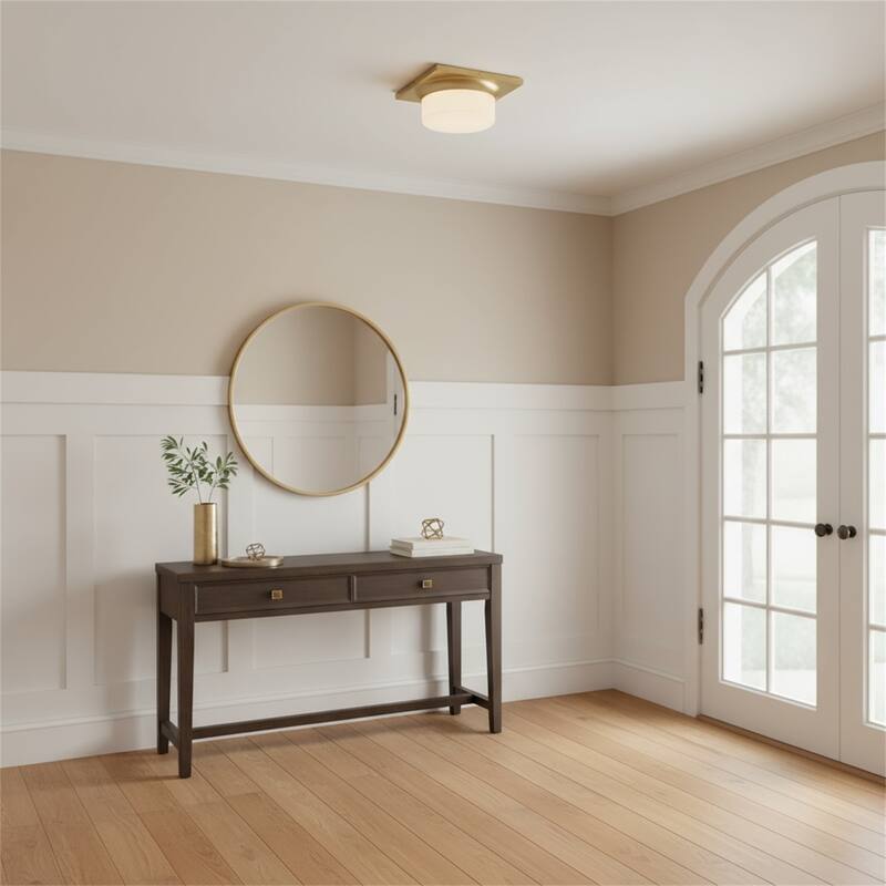 10-in Antique Brass LED Flush Mount