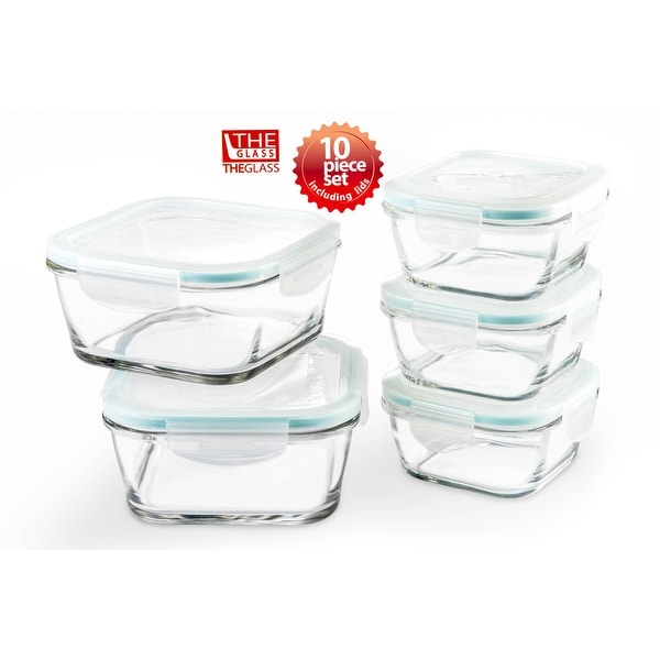 The Glass 10 Piece Square Food Storage Container Set