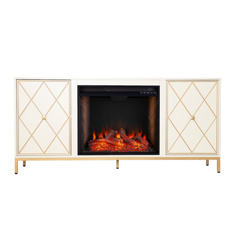 SEI Furniture Marradi Modern Media TV Stand with Storage & Electric Fireplace Insert
