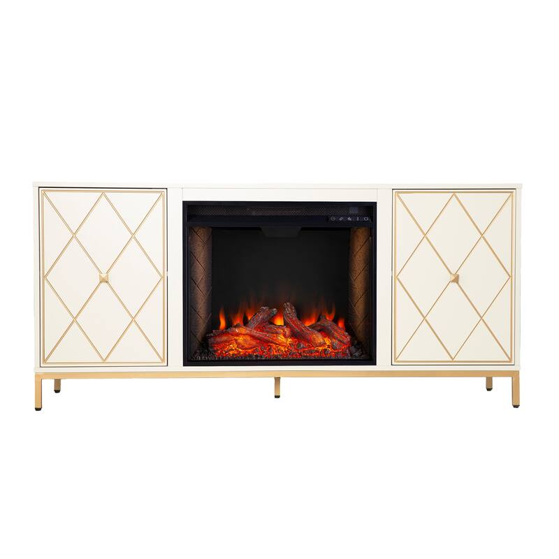 SEI Furniture Marradi Modern Media TV Stand with Storage & Electric Fireplace Insert