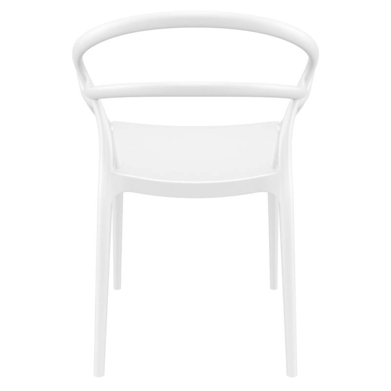 33" White Outdoor Patio Round Dining Arm Chair