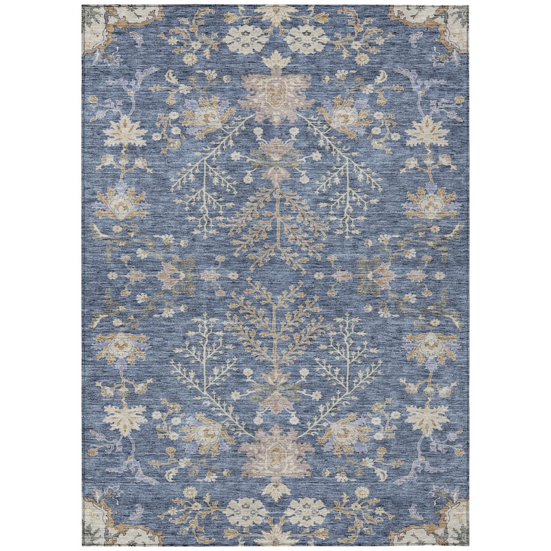 Machine Washable Indoor/ Outdoor Boho Traditional Chantille Rug