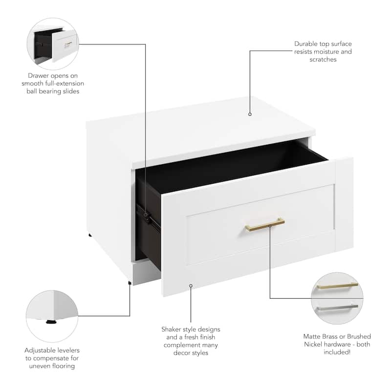 Hampton Heights 30W Shoe Bench with Drawer by Bush Furniture
