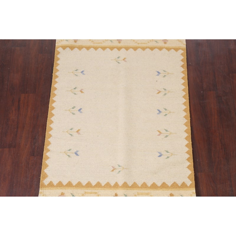 Tribal Kilim Oriental Wool Area Rug Flat-weave Home Decor Carpet - 4'0" x 5'11"