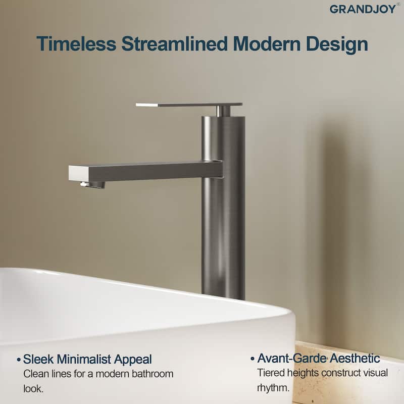 GRANDJOY 2-Pack High-Arc Bathroom Vanity Faucet, Single Hole Installation