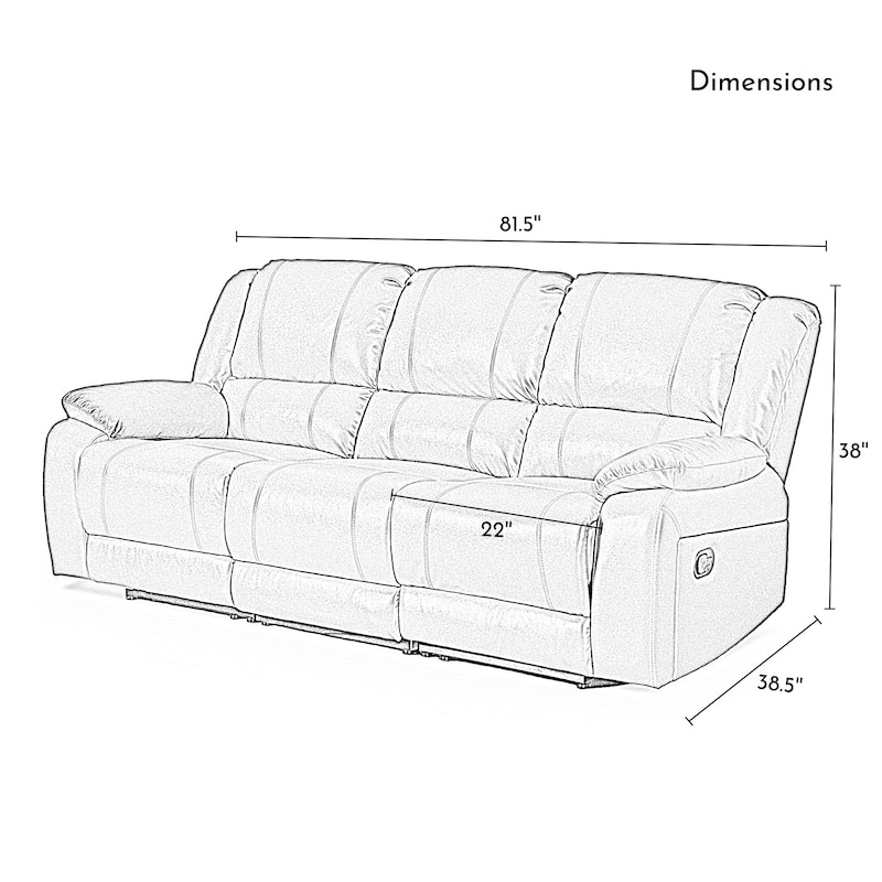 82" Width Modern Contemporary Faux Leather Manual Reclining Sofa