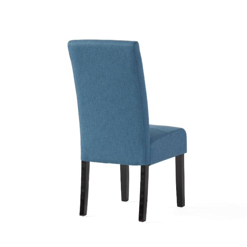 Tanya Armless Dining Chair Set of 2, Stitched Details, Blue Fabric