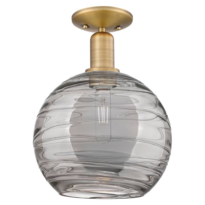 Innovations Lighting Endless Possibilities Arcadia - Athens Deco Swirl - 1 Light 10" Semi-Flush Mount - Brushed Brass