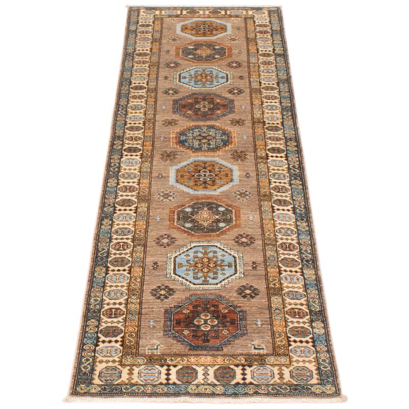 ECARPETGALLERY Hand-knotted Aryana Taupe Wool Rug - 2'8 x 8'3