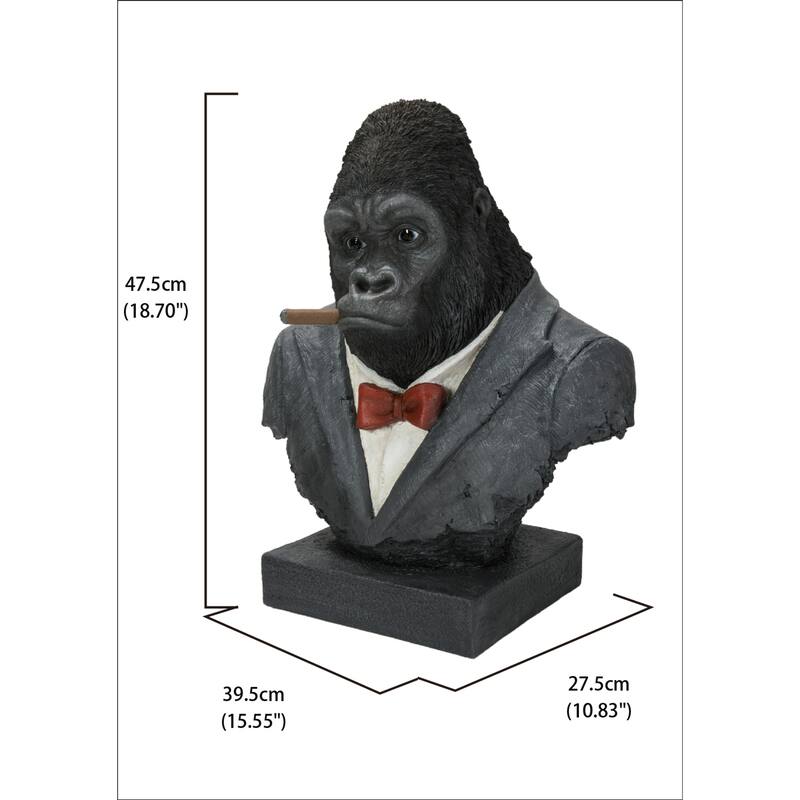 18.75" Gorilla Head Outdoor Garden Statue