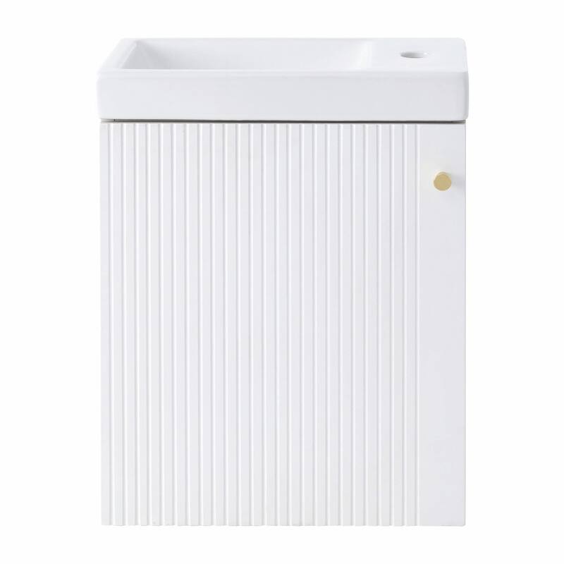 16" Wall-Mounted Bathroom Vanity Combo Cabinet with Ceramic Basin